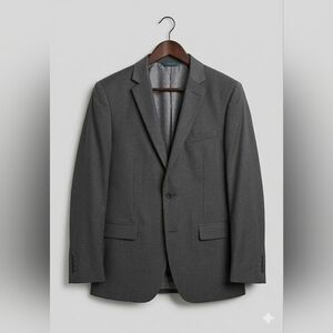 Men's Gray Single-Breasted Suit Jacket